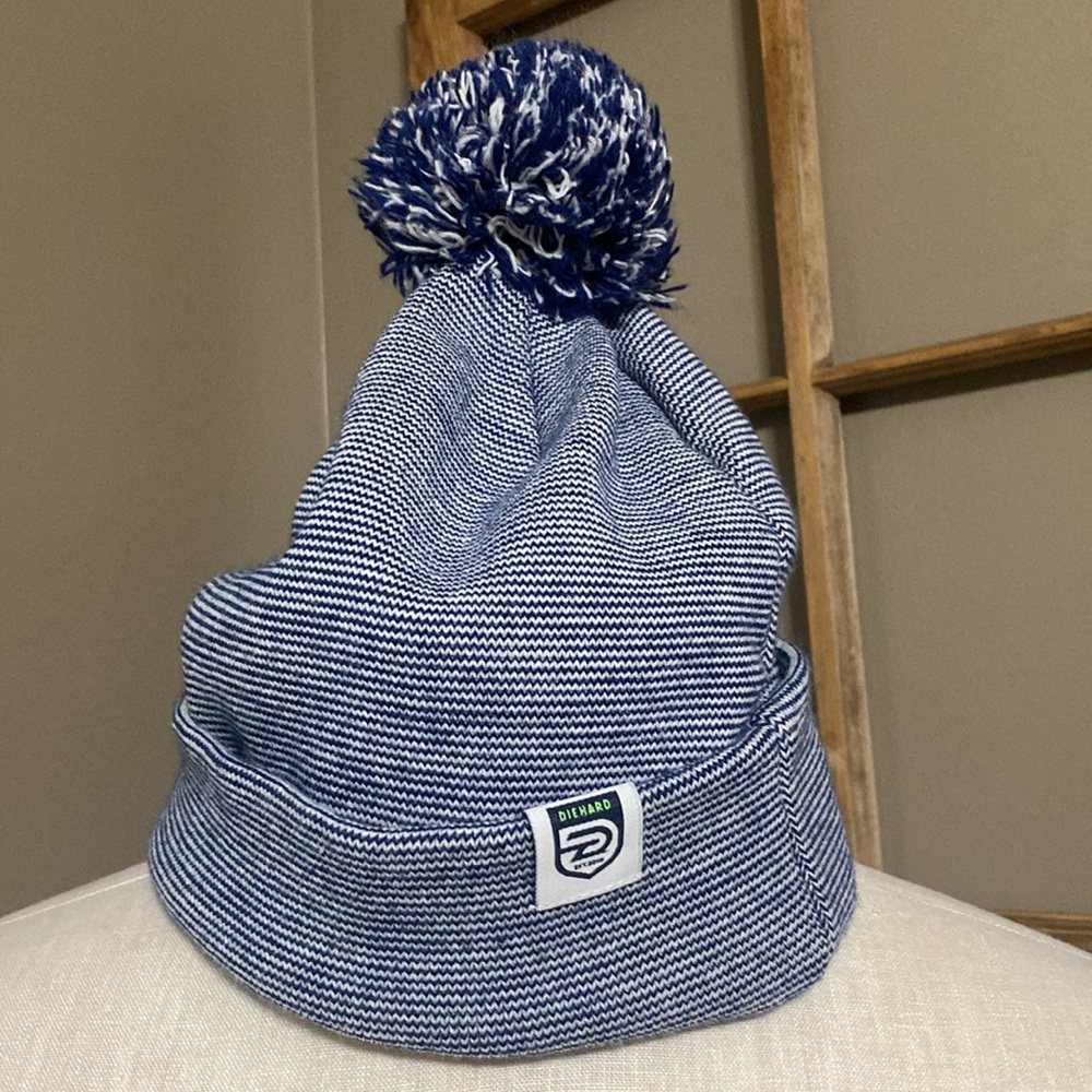 Die hard blue & white striped stocking cap size one size fits most